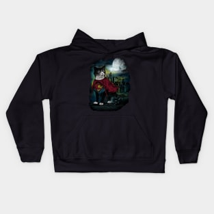 Super meow, Hero of the night Kids Hoodie